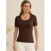 image:imageANRABESS Womens Short Sleeve Sweaters Summer Scoop Neck Casual Basic Shirts Knit Pullover Work Tops 2026 Spring OutfitsChocolate Brown