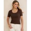 image:imageANRABESS Womens Short Sleeve Sweaters Summer Scoop Neck Casual Basic Shirts Knit Pullover Work Tops 2026 Spring OutfitsChocolate Brown