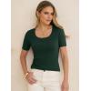 image:imageANRABESS Womens Short Sleeve Sweaters Summer Scoop Neck Casual Basic Shirts Knit Pullover Work Tops 2026 Spring OutfitsDrak Green