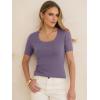 image:imageANRABESS Womens Short Sleeve Sweaters Summer Scoop Neck Casual Basic Shirts Knit Pullover Work Tops 2026 Spring OutfitsGrey Purple