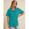 image:imageANRABESS Womens Short Sleeve Tops Oversized Lightweight Sweatshirt Polo Shirts 2026 Summer Casual Button Pullover Top OutfitsAqua