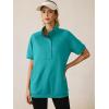 image:imageANRABESS Womens Short Sleeve Tops Oversized Lightweight Sweatshirt Polo Shirts 2026 Summer Casual Button Pullover Top OutfitsAqua