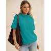 image:imageANRABESS Womens Short Sleeve Tops Oversized Lightweight Sweatshirt Polo Shirts 2026 Summer Casual Button Pullover Top OutfitsAqua