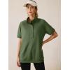 image:imageANRABESS Womens Short Sleeve Tops Oversized Lightweight Sweatshirt Polo Shirts 2026 Summer Casual Button Pullover Top OutfitsArmy Green
