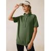 image:imageANRABESS Womens Short Sleeve Tops Oversized Lightweight Sweatshirt Polo Shirts 2026 Summer Casual Button Pullover Top OutfitsArmy Green