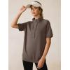 image:imageANRABESS Womens Short Sleeve Tops Oversized Lightweight Sweatshirt Polo Shirts 2026 Summer Casual Button Pullover Top OutfitsBrown