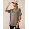 image:imageANRABESS Womens Short Sleeve Tops Oversized Lightweight Sweatshirt Polo Shirts 2026 Summer Casual Button Pullover Top OutfitsKhaki