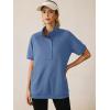image:imageANRABESS Womens Short Sleeve Tops Oversized Lightweight Sweatshirt Polo Shirts 2026 Summer Casual Button Pullover Top OutfitsLight Blue