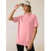 image:imageANRABESS Womens Short Sleeve Tops Oversized Lightweight Sweatshirt Polo Shirts 2026 Summer Casual Button Pullover Top OutfitsPink