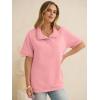 image:imageANRABESS Womens Short Sleeve Tops Oversized Lightweight Sweatshirt Polo Shirts 2026 Summer Casual Button Pullover Top OutfitsPink
