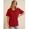 image:imageANRABESS Womens Short Sleeve Tops Oversized Lightweight Sweatshirt Polo Shirts 2026 Summer Casual Button Pullover Top OutfitsRed