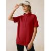 image:imageANRABESS Womens Short Sleeve Tops Oversized Lightweight Sweatshirt Polo Shirts 2026 Summer Casual Button Pullover Top OutfitsRed