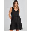 image:imageANRABESS Womens Summer Casual Tank Dress Sleeveless V Neck T Shirt Sundress Flowy Tiered Swing Mini Beach Vacation DressesBlack