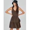 image:imageANRABESS Womens Summer Casual Tank Dress Sleeveless V Neck T Shirt Sundress Flowy Tiered Swing Mini Beach Vacation DressesCoffee