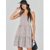 image:imageANRABESS Womens Summer Casual Tank Dress Sleeveless V Neck T Shirt Sundress Flowy Tiered Swing Mini Beach Vacation DressesKhaki Polka Dot