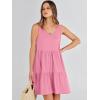 image:imageANRABESS Womens Summer Casual Tank Dress Sleeveless V Neck T Shirt Sundress Flowy Tiered Swing Mini Beach Vacation DressesPink