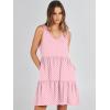 image:imageANRABESS Womens Summer Casual Tank Dress Sleeveless V Neck T Shirt Sundress Flowy Tiered Swing Mini Beach Vacation DressesPink White Dot