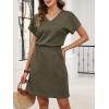 image:imageANRABESS Womens Summer Dresses Casual V Neck Short Sleeve Elastic Waist Mini Tshirt Dress Beach Vacation Sundress with PocketArmy Green