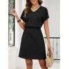 image:imageANRABESS Womens Summer Dresses Casual V Neck Short Sleeve Elastic Waist Mini Tshirt Dress Beach Vacation Sundress with PocketBlack