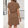 image:imageANRABESS Womens Summer Dresses Casual V Neck Short Sleeve Elastic Waist Mini Tshirt Dress Beach Vacation Sundress with PocketBrown