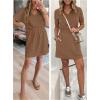 image:imageANRABESS Womens Summer Dresses Casual V Neck Short Sleeve Elastic Waist Mini Tshirt Dress Beach Vacation Sundress with PocketBrown