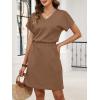 image:imageANRABESS Womens Summer Dresses Casual V Neck Short Sleeve Elastic Waist Mini Tshirt Dress Beach Vacation Sundress with PocketBrown