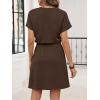 image:imageANRABESS Womens Summer Dresses Casual V Neck Short Sleeve Elastic Waist Mini Tshirt Dress Beach Vacation Sundress with PocketChocolate Brown