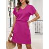 image:imageANRABESS Womens Summer Dresses Casual V Neck Short Sleeve Elastic Waist Mini Tshirt Dress Beach Vacation Sundress with PocketHot Pink