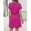 image:imageANRABESS Womens Summer Dresses Casual V Neck Short Sleeve Elastic Waist Mini Tshirt Dress Beach Vacation Sundress with PocketHot Pink
