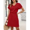 image:imageANRABESS Womens Summer Dresses Casual V Neck Short Sleeve Elastic Waist Mini Tshirt Dress Beach Vacation Sundress with PocketRed