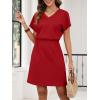 image:imageANRABESS Womens Summer Dresses Casual V Neck Short Sleeve Elastic Waist Mini Tshirt Dress Beach Vacation Sundress with PocketRed