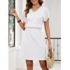 image:imageANRABESS Womens Summer Dresses Casual V Neck Short Sleeve Elastic Waist Mini Tshirt Dress Beach Vacation Sundress with PocketWhite