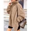 image:imageANRABESS Womens Sweatshirt Sherpa Fuzzy Fleece Zip Up Hoodies Cozy Pullover Soft Sweaters Tops 2025 Fall Trendy ClothesKhaki