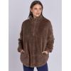image:imageANRABESS Womens Sweatshirt Sherpa Fuzzy Fleece Zip Up Hoodies Cozy Pullover Soft Sweaters Tops 2025 Fall Trendy ClothesRed Brown