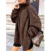 image:imageANRABESS Womens Sweatshirt Sherpa Fuzzy Fleece Zip Up Hoodies Cozy Pullover Soft Sweaters Tops 2025 Fall Trendy ClothesRed Brown