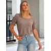 image:imageANRABESS Womens Tops Summer Sweaters Dressy Casual Work Blouses Square Neck Ruffle Short Sleeve Tee Shirts 2026 Fashion TunicBurnt Tan