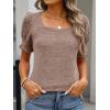 image:imageANRABESS Womens Tops Summer Sweaters Dressy Casual Work Blouses Square Neck Ruffle Short Sleeve Tee Shirts 2026 Fashion TunicBurnt Tan