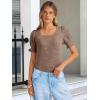 image:imageANRABESS Womens Tops Summer Sweaters Dressy Casual Work Blouses Square Neck Ruffle Short Sleeve Tee Shirts 2026 Fashion TunicBurnt Tan