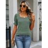 image:imageANRABESS Womens Tops Summer Sweaters Dressy Casual Work Blouses Square Neck Ruffle Short Sleeve Tee Shirts 2026 Fashion TunicDeep Green