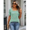 image:imageANRABESS Womens Tops Summer Sweaters Dressy Casual Work Blouses Square Neck Ruffle Short Sleeve Tee Shirts 2026 Fashion TunicGreen