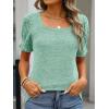 image:imageANRABESS Womens Tops Summer Sweaters Dressy Casual Work Blouses Square Neck Ruffle Short Sleeve Tee Shirts 2026 Fashion TunicGreen