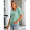 image:imageANRABESS Womens Tops Summer Sweaters Dressy Casual Work Blouses Square Neck Ruffle Short Sleeve Tee Shirts 2026 Fashion TunicGreen