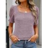 image:imageANRABESS Womens Tops Summer Sweaters Dressy Casual Work Blouses Square Neck Ruffle Short Sleeve Tee Shirts 2026 Fashion TunicPink