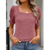 image:imageANRABESS Womens Tops Summer Sweaters Dressy Casual Work Blouses Square Neck Ruffle Short Sleeve Tee Shirts 2026 Fashion TunicRed