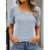image:imageANRABESS Womens Tops Summer Sweaters Dressy Casual Work Blouses Square Neck Ruffle Short Sleeve Tee Shirts 2026 Fashion TunicSky Blue