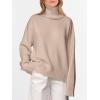 image:imageANRABESS Womens Turtleneck Sweaters Oversized Chunky Long Sleeve Knit High Low Hem Pullover Top 2026 Fall Winter FashionBright Tan