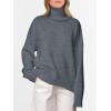 image:imageANRABESS Womens Turtleneck Sweaters Oversized Chunky Long Sleeve Knit High Low Hem Pullover Top 2026 Fall Winter FashionDark Gray