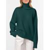 image:imageANRABESS Womens Turtleneck Sweaters Oversized Chunky Long Sleeve Knit High Low Hem Pullover Top 2026 Fall Winter FashionDark Green