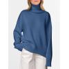 image:imageANRABESS Womens Turtleneck Sweaters Oversized Chunky Long Sleeve Knit High Low Hem Pullover Top 2026 Fall Winter FashionDusty Blue