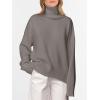 image:imageANRABESS Womens Turtleneck Sweaters Oversized Chunky Long Sleeve Knit High Low Hem Pullover Top 2026 Fall Winter FashionGrey Khaki